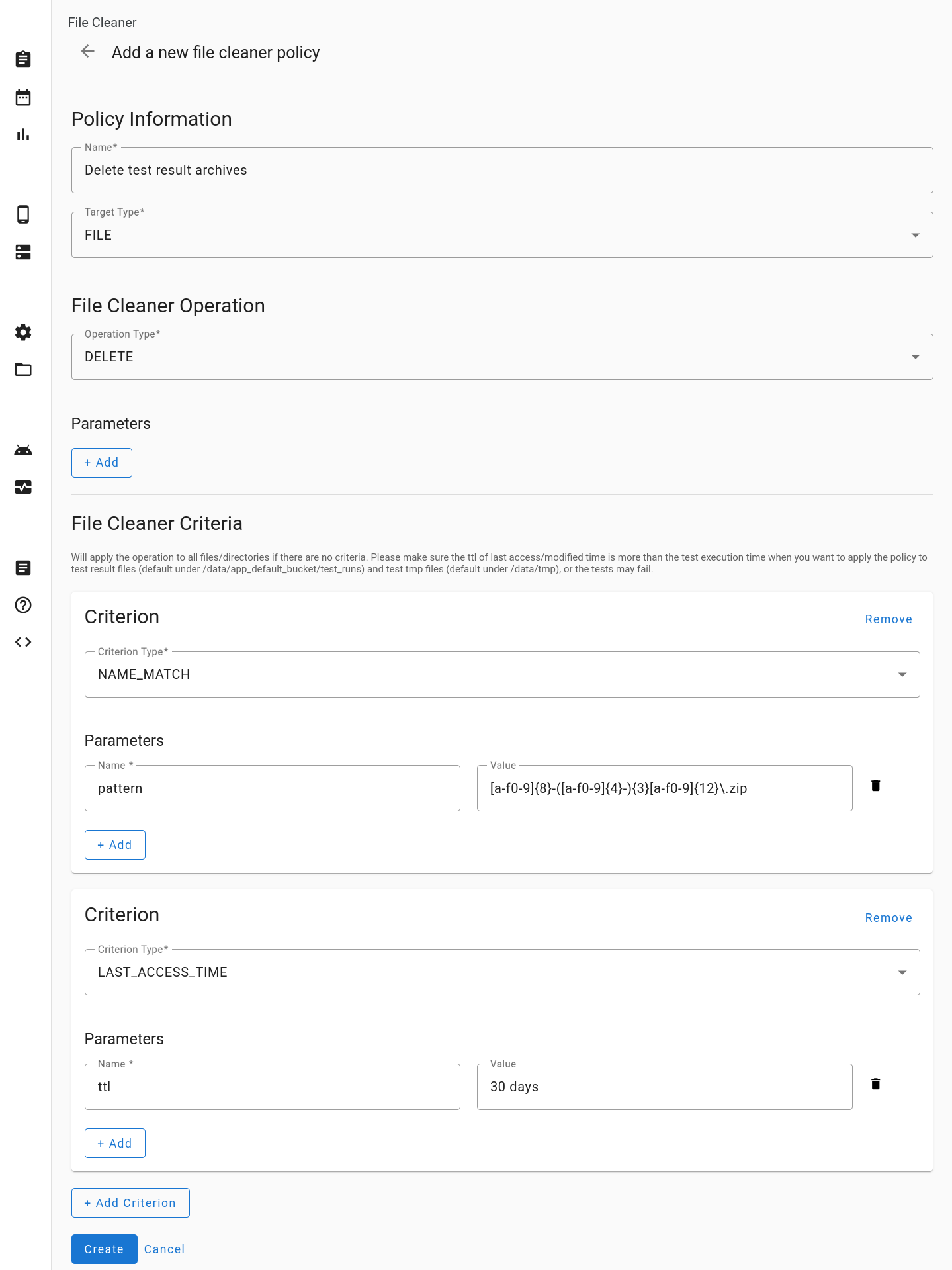 Nuovo criterio per la pulizia dei file