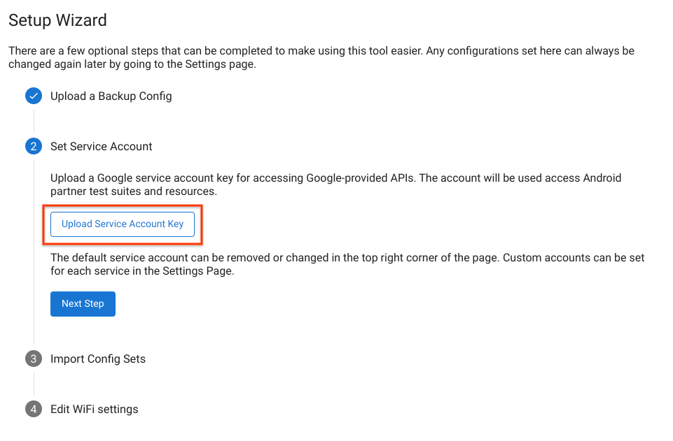 Imposta service account