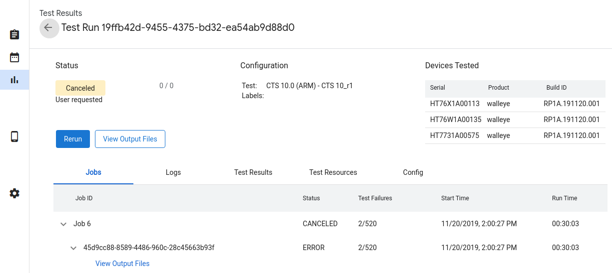 Test Run Status