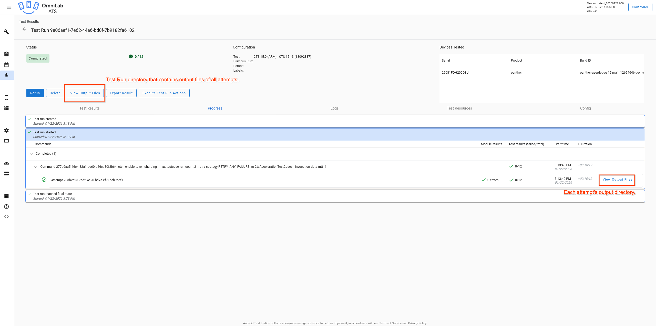 Ver arquivos de saída