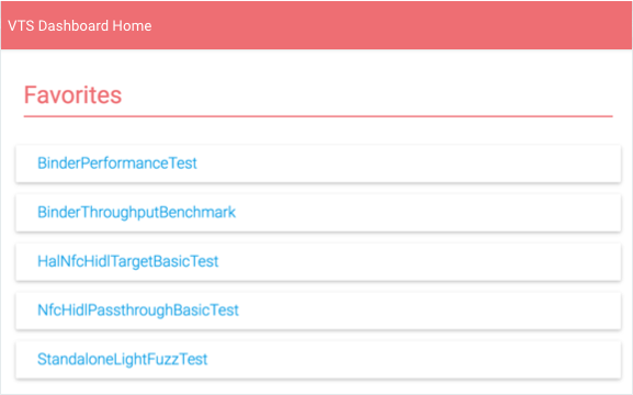 Página de destino del panel de VTS