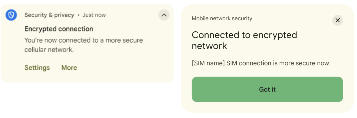 एन्क्रिप्ट किए गए नेटवर्क की सूचना