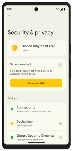Security and privacy settings