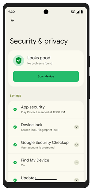 Security and privacy settings