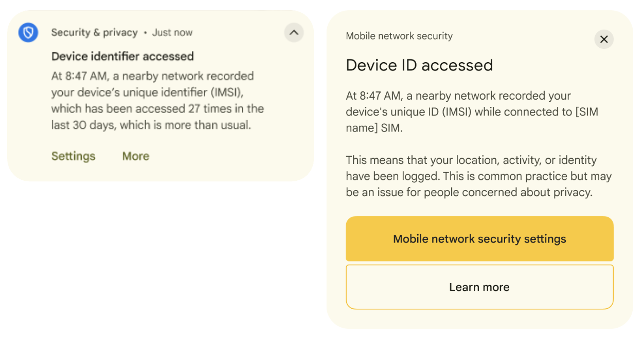 Notifica di accesso all'identificatore del dispositivo