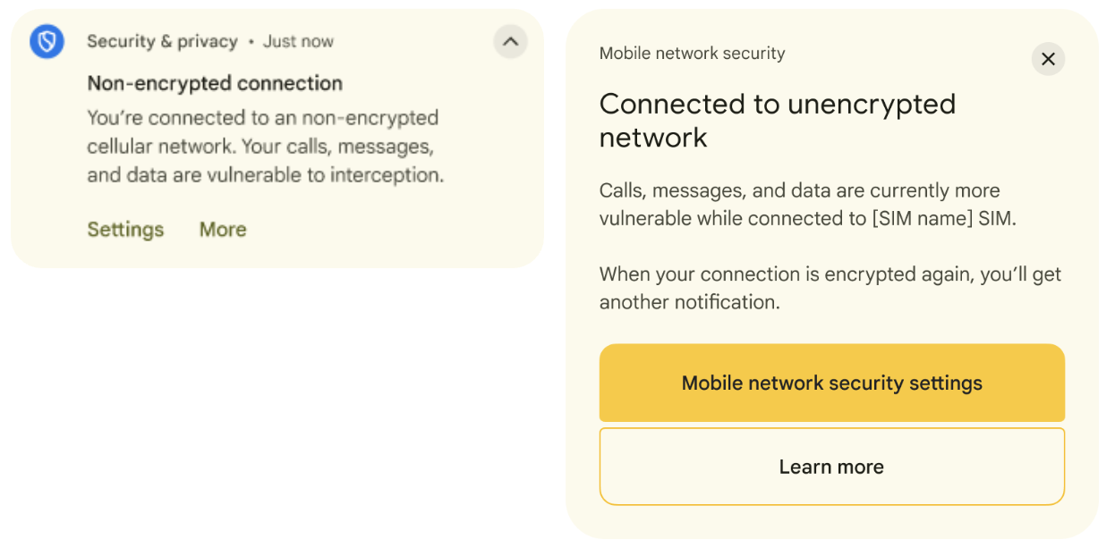 Benachrichtigung zu unverschlüsselten Netzwerken