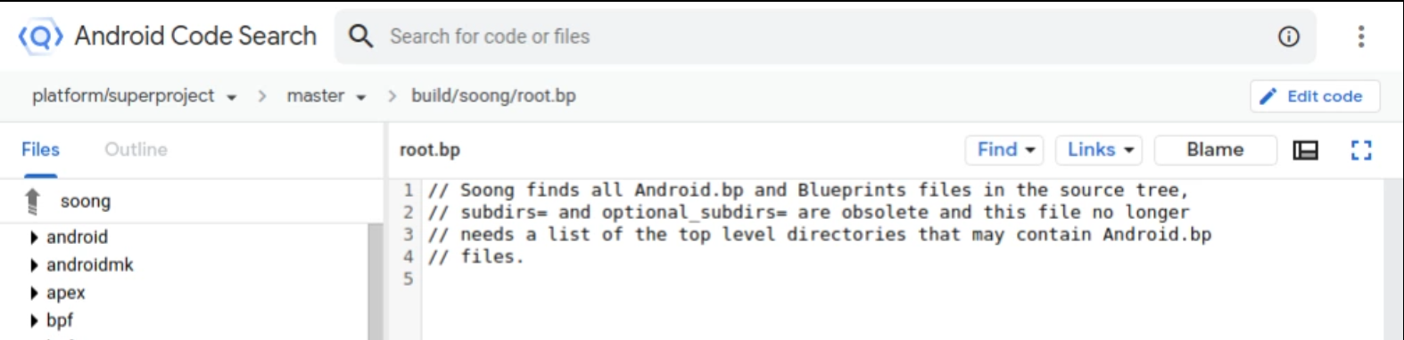Bouton &quot;Modifier le code&quot; d&#39;Android Code Search