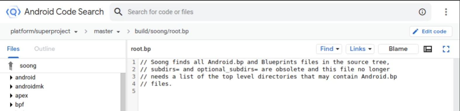 Botão Editar código de pesquisa de código do Android