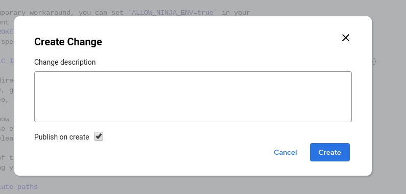 Dialogfeld „Änderung erstellen“