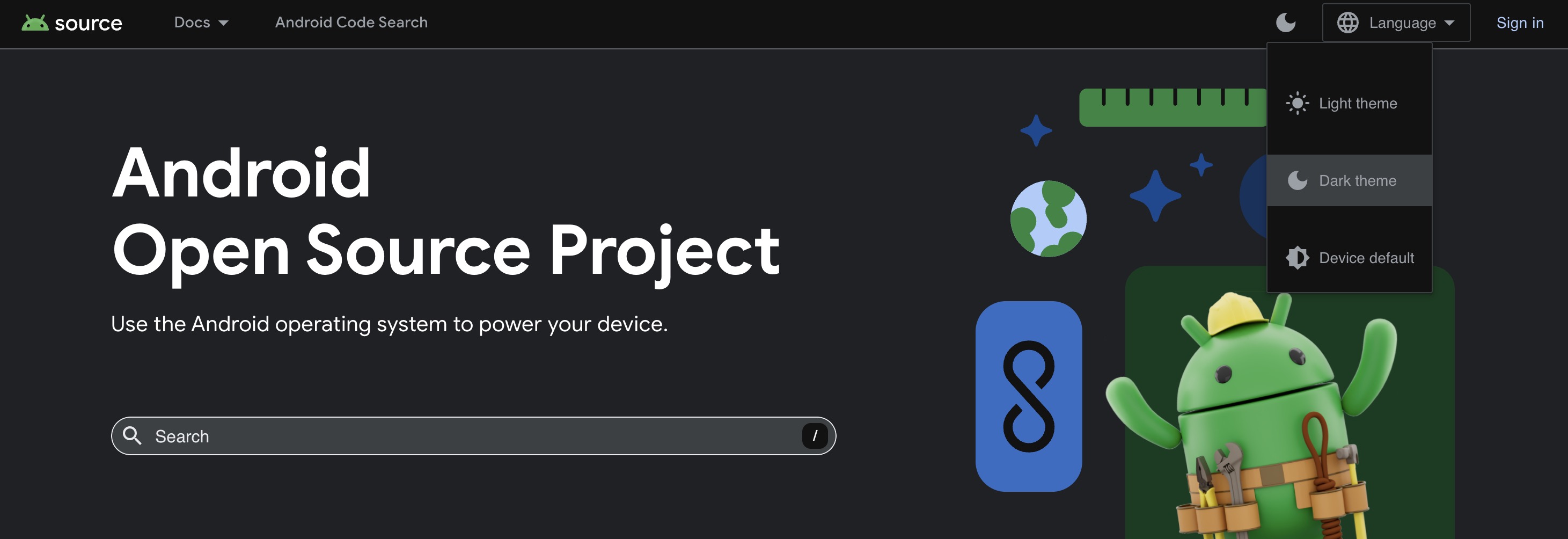 Steuerelemente für das dunkle Design